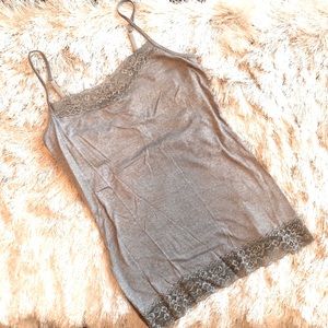Express Metallic Silver Lace Cami (S)